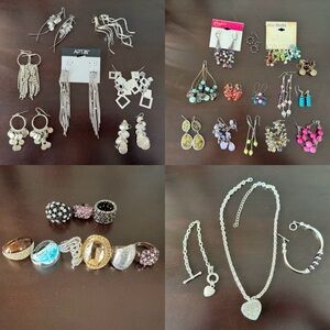 Fashion Jewelry Lot - Earrings, Rings, Bracelets, and Necklace